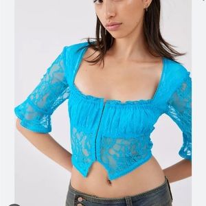 Urban Outfitters blue jacqueline lace crop top